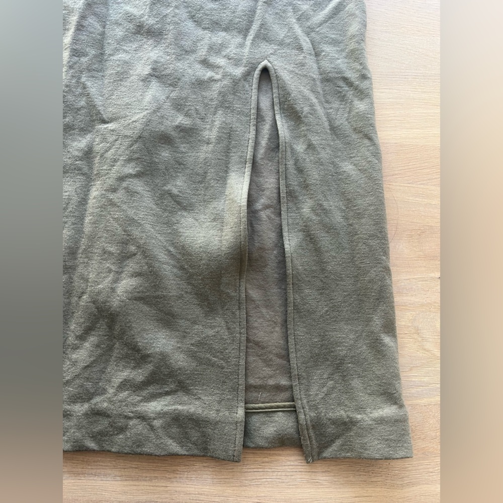 Tibi khaki olive Midi Skirt with Front Slit 4 - Picture 3 of 7